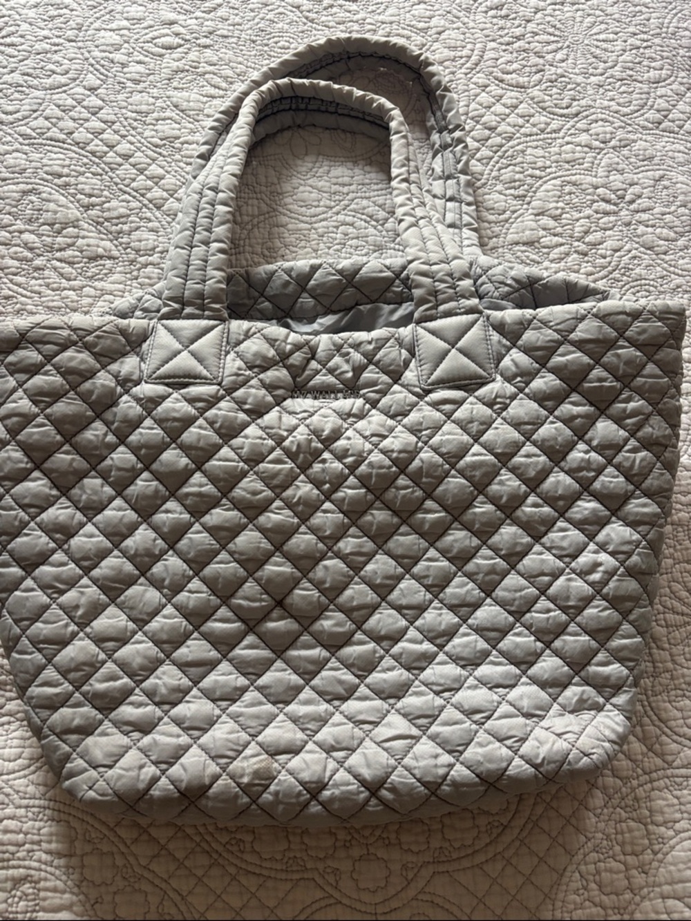 MZ Wallace Quilted Tote in Light Gray
